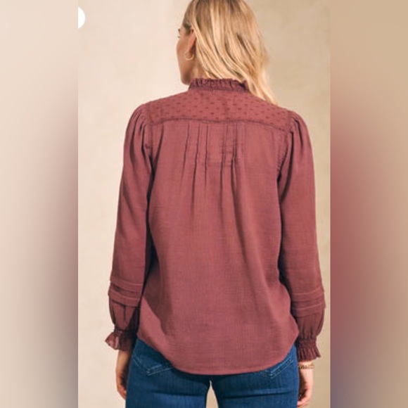 Faherty Willa Top- Catawaba Grape Size Medium Burgundy/Maroon Button Down - Picture 4 of 8